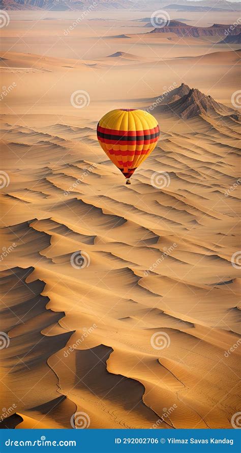 Hot Air Balloon Flying Over Sand Dunes Stock Illustration Illustration Of Nature Arab