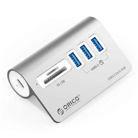 Aluminum 3 Port USB3 2 HUB With TF SD Card Reader Orico