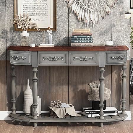 Amazon Amposei Retro Wood Curved Console Table 52 Inch Half Moon