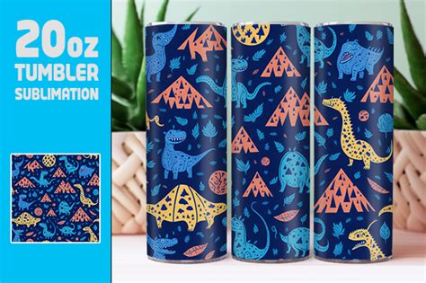 Dinosaur Tumbler Wrap Sublimation Design Graphic By Perfectdesignbox