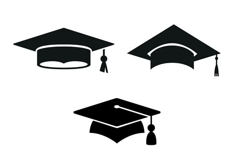 Graduation Hat Cap Icons Set Graduate College Or University Cap Set