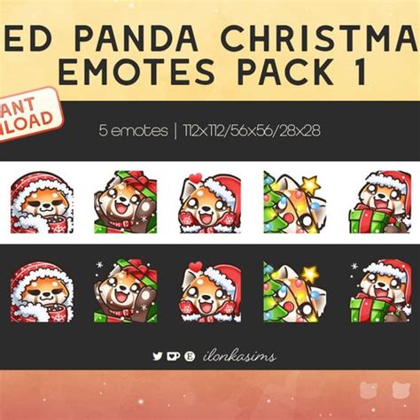 Red Panda Twitch Discord Emotes Pack Set Of Etsy