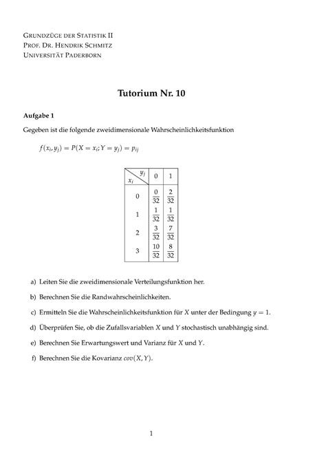 Tutorium Sommersemester Grundz Uge Der Statistik Ii Prof Dr