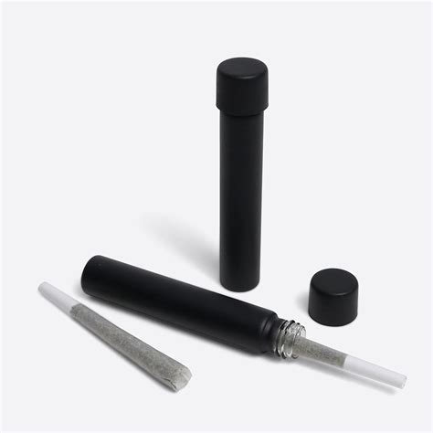 110mm Matte Smooth Black Glass Pre Roll Tubes With CR Caps