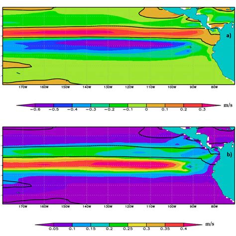 Mean Map Of A Zonal Velocity Of Oras Surface Current And B The