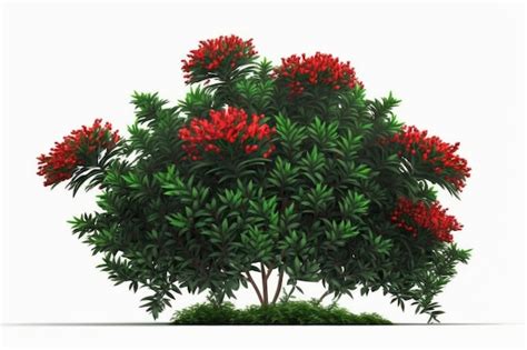 Un Dibujo De Un Rbol Con Flores Rojas Foto Premium