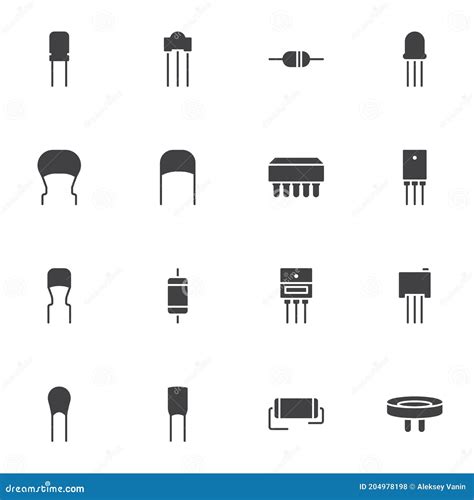 Capacitor Icons Set Simple Vector Polyester Ceramic Capacitor