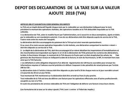 Depot Des Declarations De La Taxe Sur La Valeur Ajoute Tva Ppt