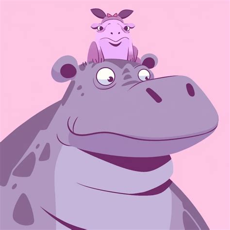 Premium AI Image There Is A Cartoon Hippo With A Bird On Top Of It