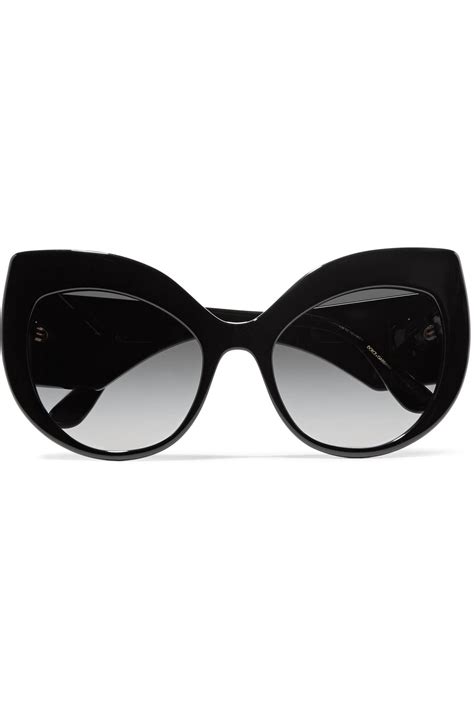 Dolce And Gabbana Crystal Embellished Cat Eye Acetate Sunglasses In Black Lyst