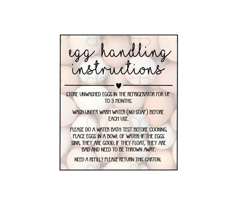 Egg Handling Instructions Png Printable Egg Carton Insert Farm Fresh Egg Insert Farm Fresh