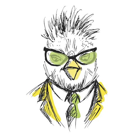 Premium Vector Hand Drawn Fashion Portrait Of Chicken Hipster