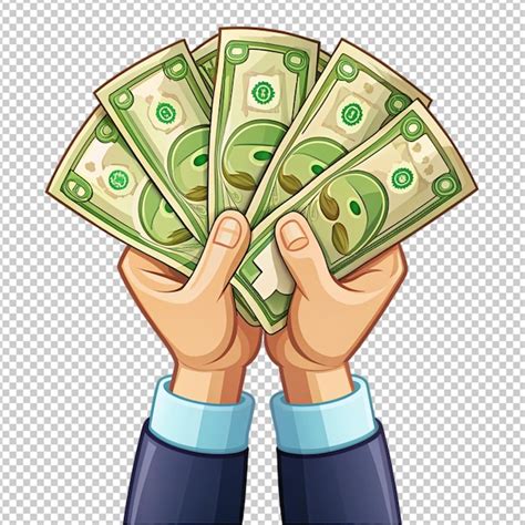 Premium PSD | Cartoon hands counting money on transparent background