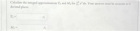 Solved Calculate The Integral Approximations T4 ﻿and M4 ﻿for