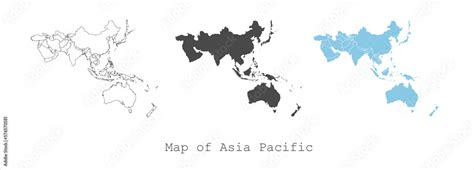 Detailed map of Asia Pacific isolated on white. Vector illustration ...