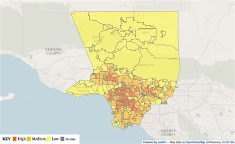 Population heat map of Los Angeles County (from Los Angeles Times) | Download Scientific Diagram