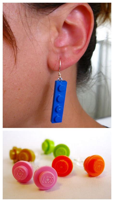 Diy Stud And Dangly Lego Earrings Love The Top Pair Because She Uses A