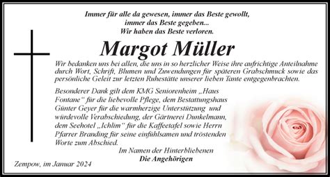 Traueranzeigen Von Margot M Ller Trauer Anzeigen De