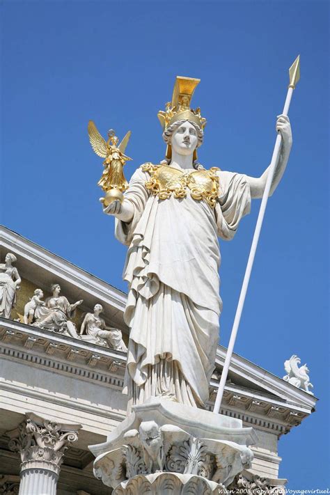 The Athena Fountain in front of the Parliament Vienna Athéna déesse