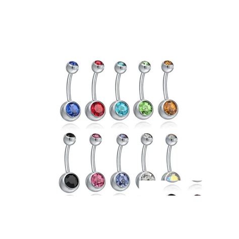 Stainless Steel Crystal Belly Button Piercings Hypoallergenic Body