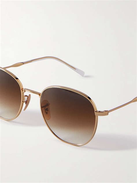 Ray Ban Round Frame Gold Tone Sunglasses For Men Mr Porter