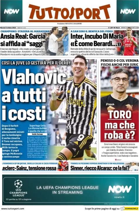 Rassegna Stampa Juve Prime Pagine Quotidiani Ottobre