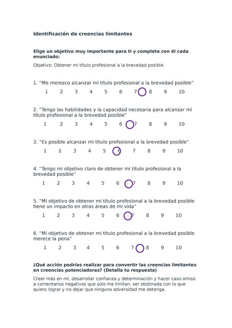 IVU Actividad 6 Xiomara Begazo Identificación de creencias limitantes