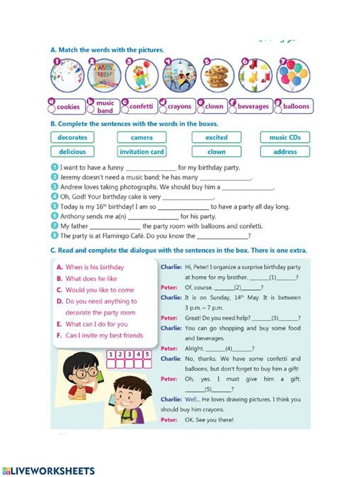 Birthday Party Online Worksheet For Grade 5 You Can Do The Exercises