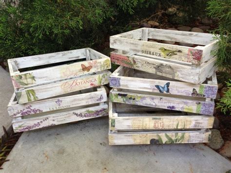 Items similar to Wooden crates decorated vintage on Etsy