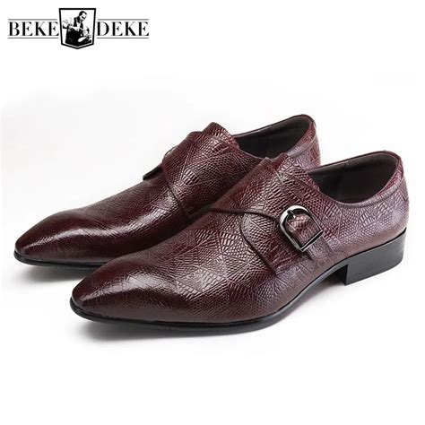 Luxury Men Pointed Toe Dress Shoes England Style Genuine Leather Loafers Mans Formal Slip On