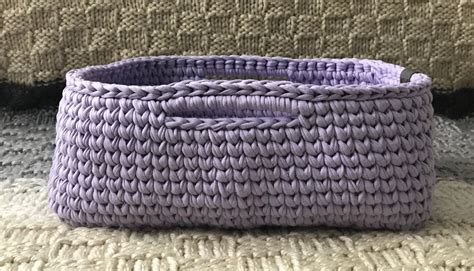 Handmade Crochet Rectangular Basket With With Handle Etsy