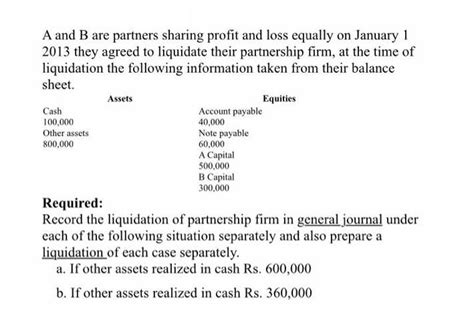 Solved A And B Are Partners Sharing Profit And L Solutioninn