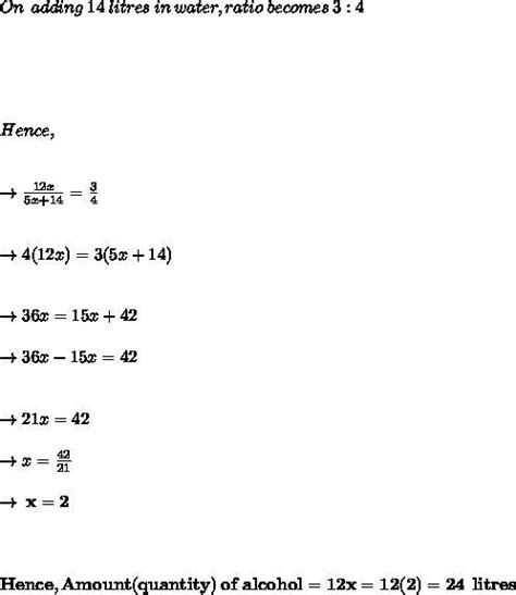 A Mixture Contain Alcohol And Water In The Ratio Of On Adding