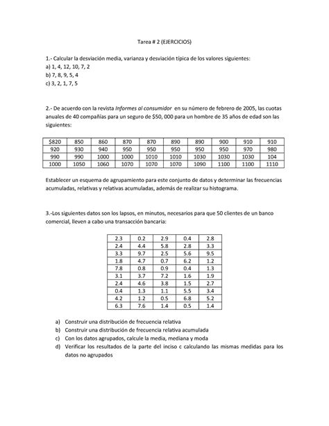 Tarea Probabilidad Y Estadistica Tarea Ejercicios