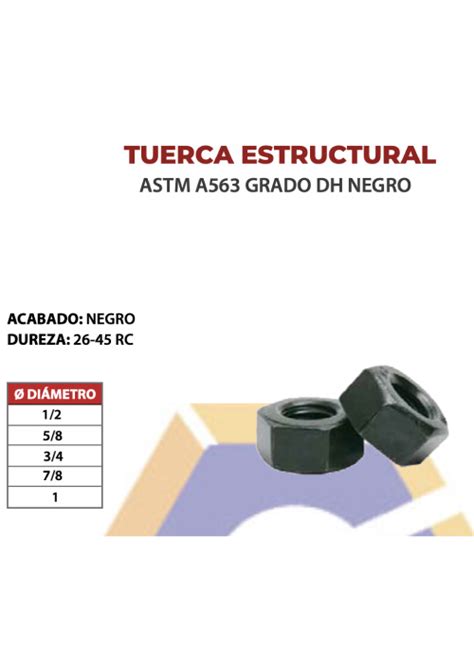 Tuerca Estructural Astm A Grado Dh Negro Sugemi