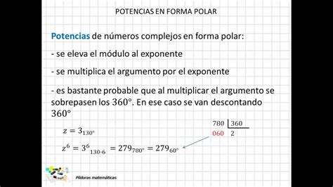 Potencia De N Meros Complejos En Forma Polar Youtube