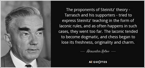 Alexander Kotov quote: The proponents of Steinitz' theory - Tarrasch and his supporters...