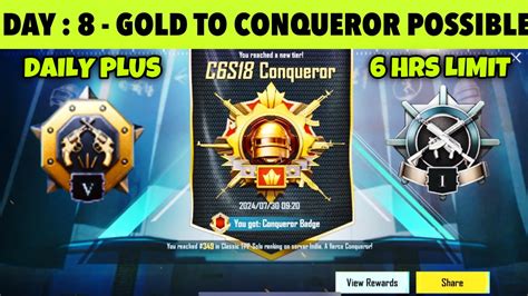 DAY 8 GOLD TO CONQUEROR STILL POSSIBLE DAILY PLUS FOR EASY