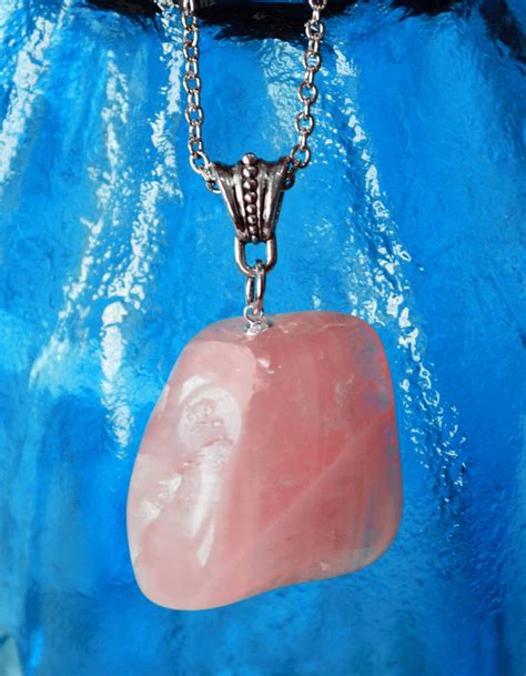 Rose Quartz Necklace Healing Rose Quartz Necklace Heart Chakra Necklace Love Stone Necklace