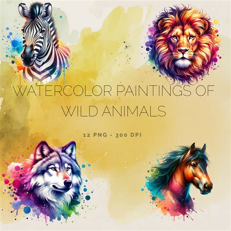 Watercolor Animals Clipart, Watercolor Animal Prints, Painted Animal ...