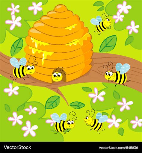 Cartoon Beehive Royalty Free Vector Image Vectorstock