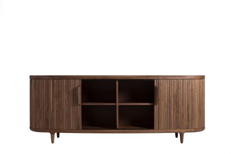 Revised Amberley Low Solid Walnut Buffet Credenza Sideboard For