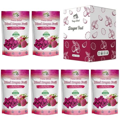 Amazon CHAVI Freeze Dried Diced Dragon Fruit Snack 12 Oz Pack