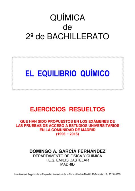 Equilibrio Químico QuÍmica De 2º De Bachillerato El Equilibrio