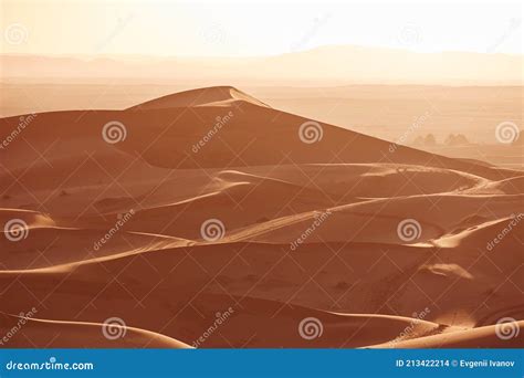 Endless Sands Of The Sahara Desert Beautiful Sunset Over Sand Dunes Of