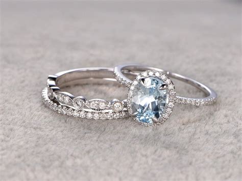 Aquamarine Wedding Band Set - jenniemarieweddings