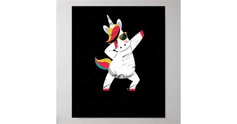 Cool Dabbing Unicorn With Glasses Dabber Dab Poster Zazzle