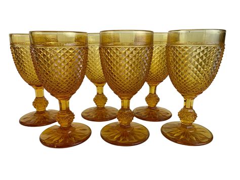 Midcentury Amber Glass Goblets One Kings Lane