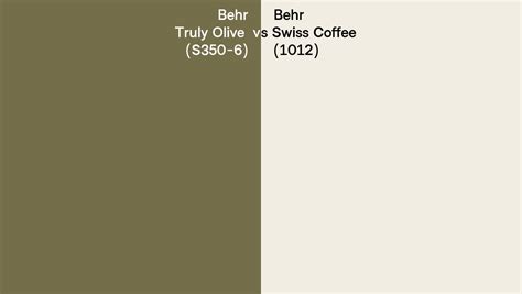 Behr Truly Olive Vs Swiss Coffee Side By Side Comparison