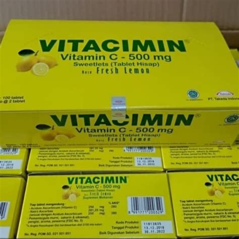 Jual Vitacimin Vitamin C Tablet Hisap 500MG 1 Box Isi 50 Strip SEGEL